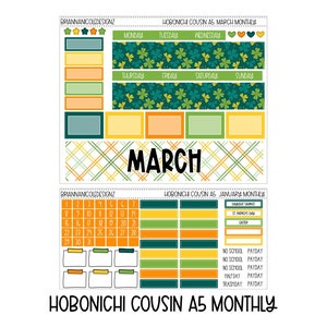 March Hobonichi cousin a5 monthly kit | Hobonichi cousin planner stickers