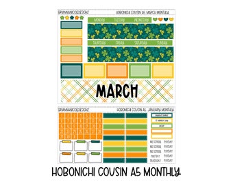 March Hobonichi cousin a5 monthly kit | Hobonichi cousin planner stickers