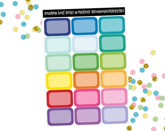 Rainbow half boxes with overlay | planner stickers