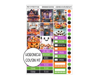 KIT 068 Trick or treat | Hobonichi cousin stickers|Halloween planner stickers| Autumn stickers