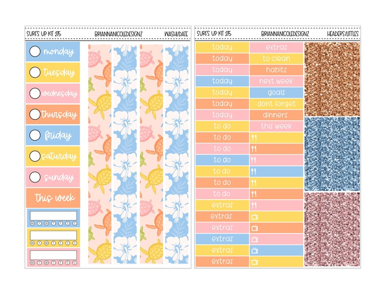 KIT 275 Surfs up | Planner Stickers | Summer Sticker Kits - Etsy