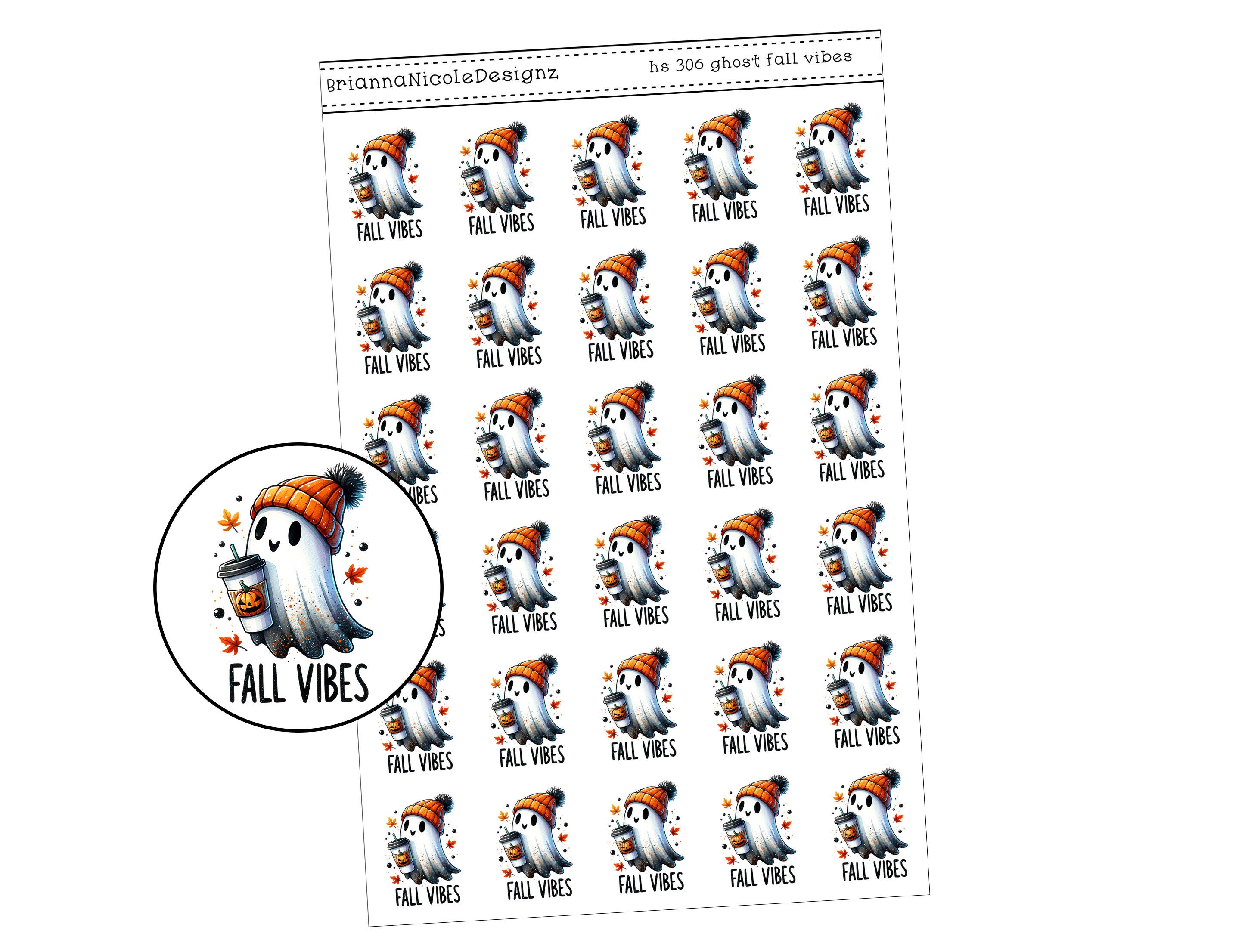 HS 306 Ghost Fall Vibes | Halloween Planner Stickers| Spooky