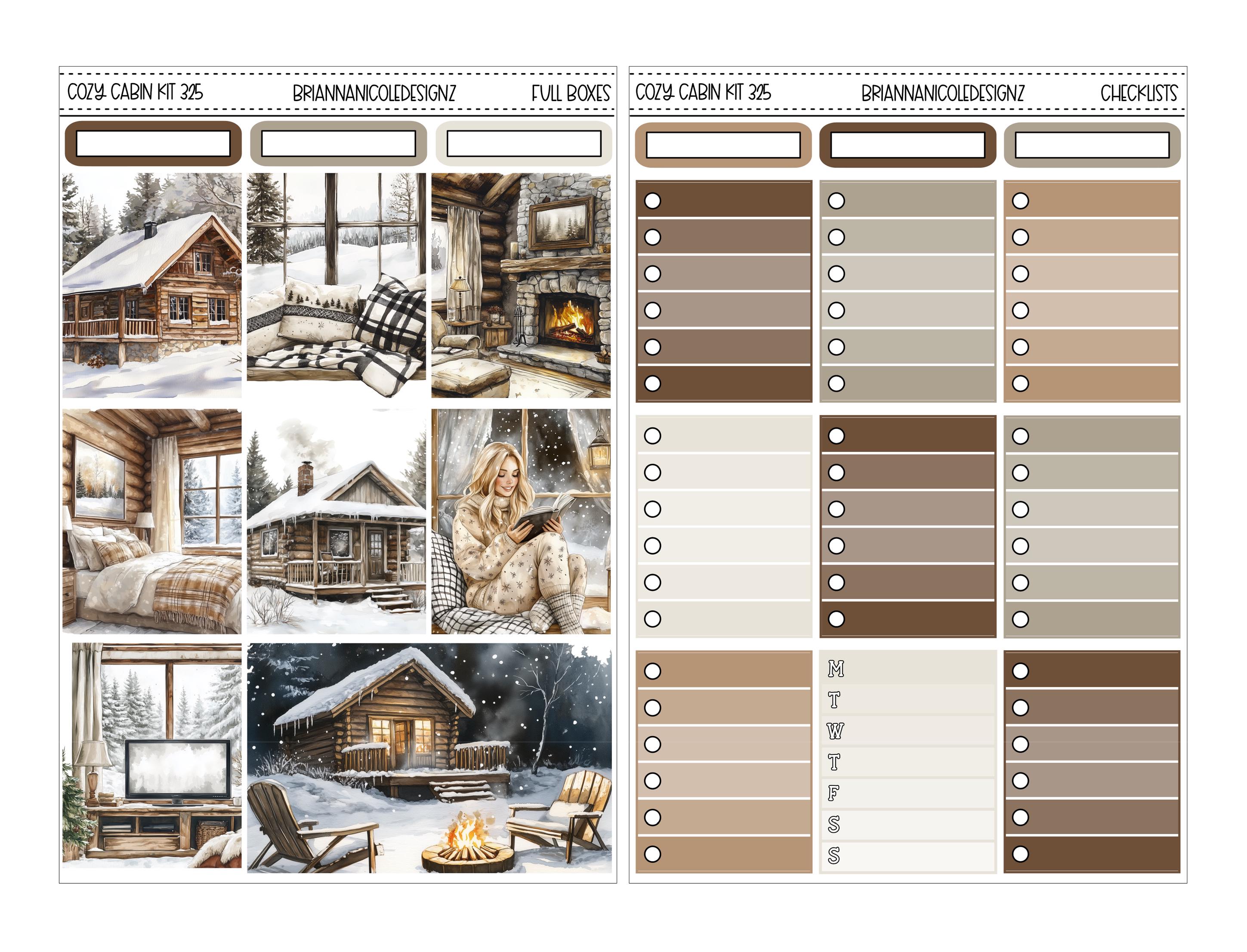 KIT 325 Cozy Cabin | Winter Planner Stickers | Winter Sticker Kits - Etsy