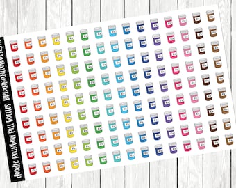 Doodle rainbow pill bottles | planner stickers