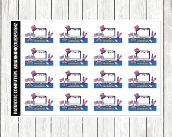 Patriotic computers | planner stickers