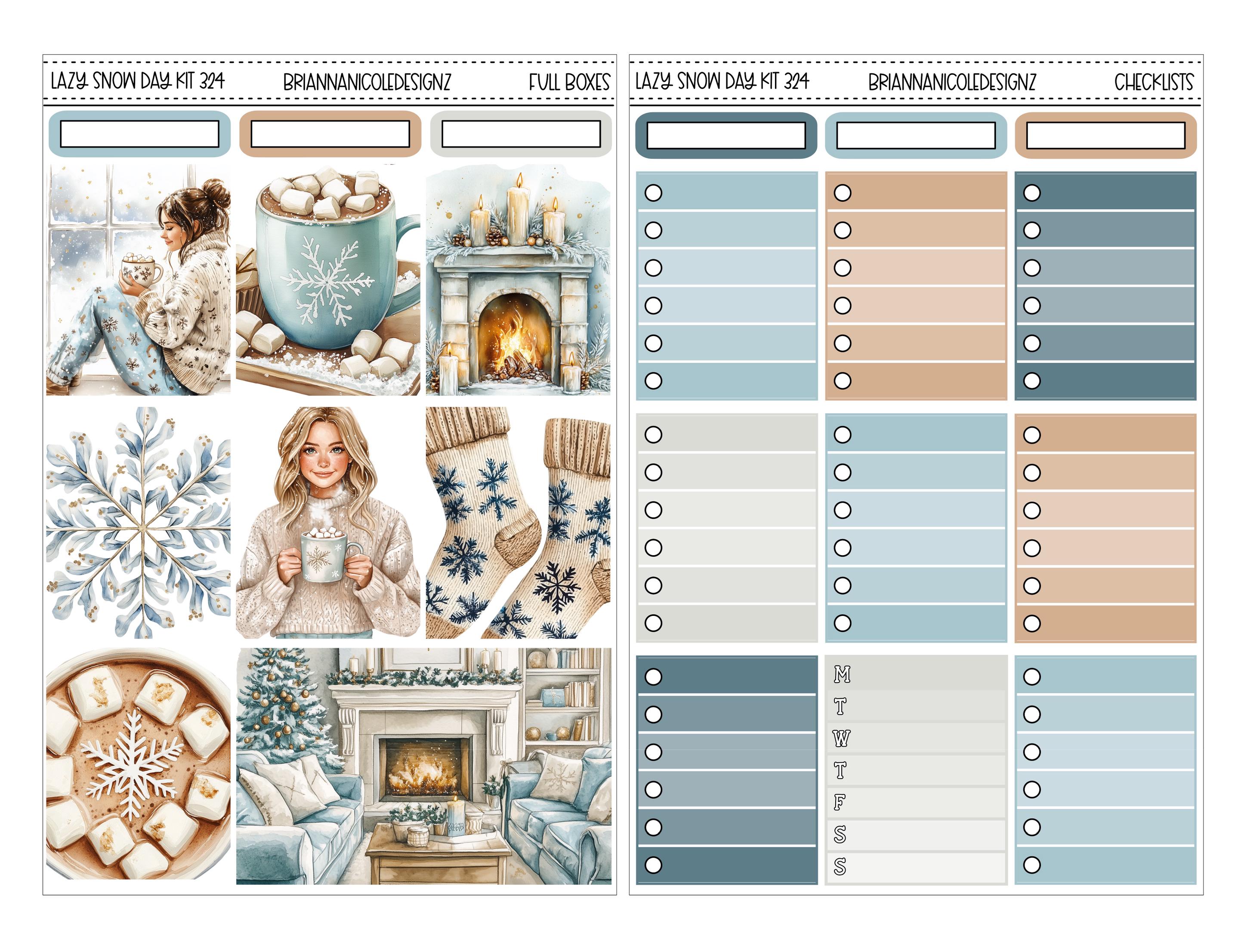 Kit 324 Lazy Snow Day | Winter Planner Stickers - Etsy