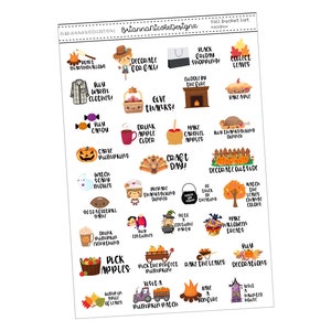 May include: A printable checklist with fall-themed illustrations and activities. The list includes activities like "Decorate for Fall", "Give Thanks", "Carve Pumpkins", "Craft Day", "Pick Apples", and "Have a Bonfire".