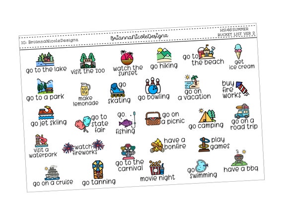 HS146 summer bucket list ver 2 | planner stickers