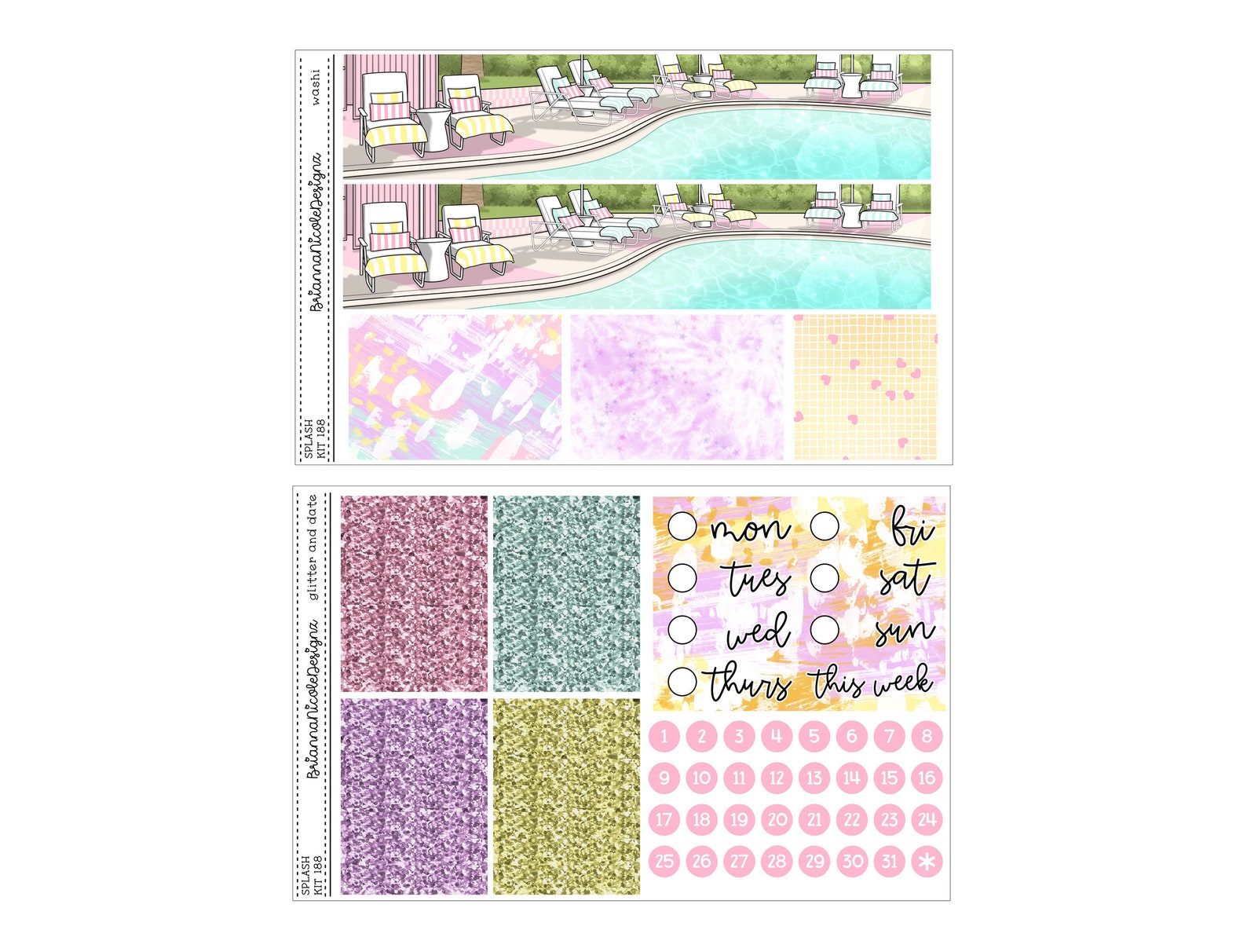 Kit 188 Splash | Weekly Planner Sticker Kit - Etsy