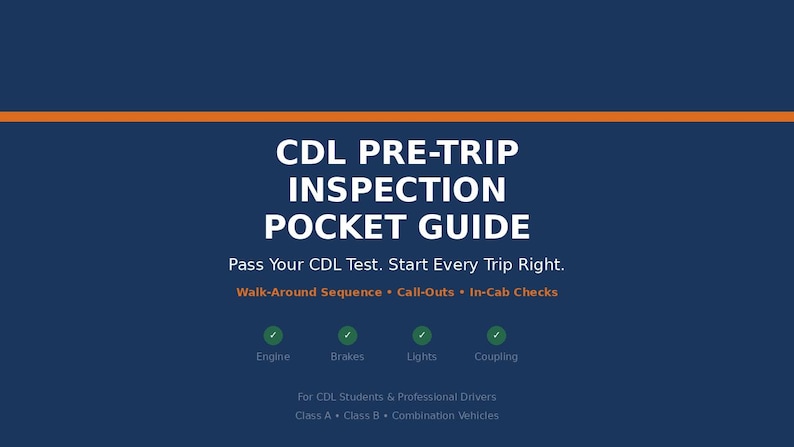 CDL Pre-trip Inspection Pocket Guide | Truck Driver Checklist (digital ...
