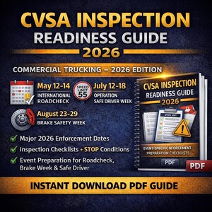 CVSA-inspektionsberedskapsguide 2026 | Vägkontroll, bromssäkerhetsvecka och förberedelse för säker förare (PDF)