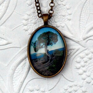 tree necklace in copper setting with oval bezel and cabochon image 1