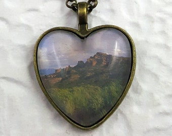 Arches National Park landscape necklace with glass cabochon