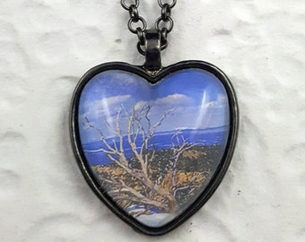 view from Mesa Verde oval necklace with glass cabochon