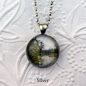 Kraemer Bayou landscape necklace with heart-shaped glass cabochon glass jewelry glass pendant image 5