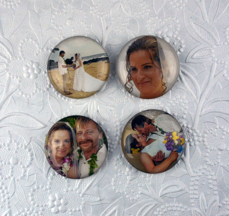 custom magnet set of four 2x2 inch circle magnets personalized by using your images image 1