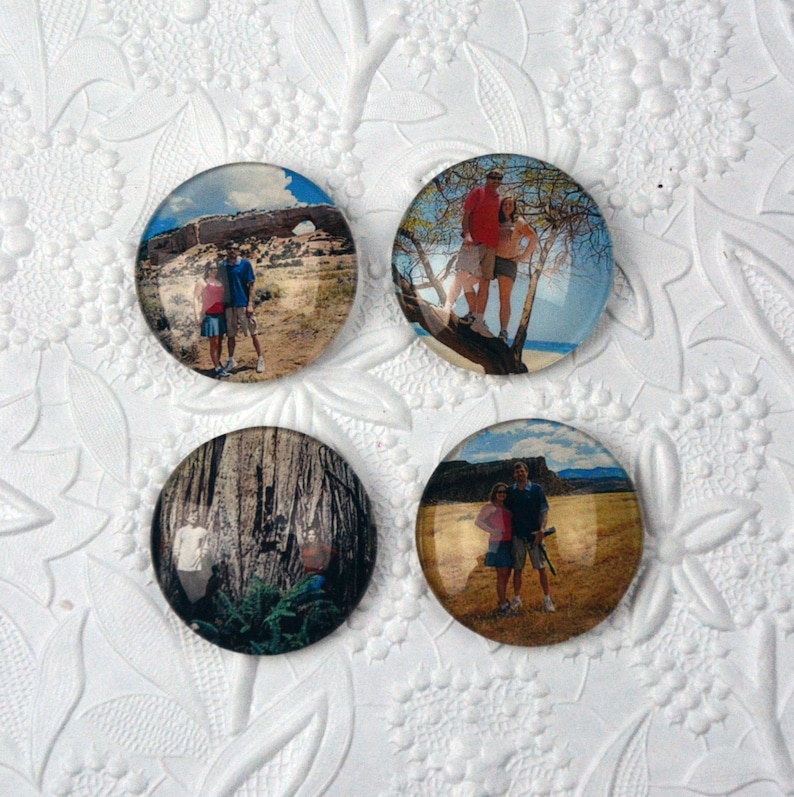 custom magnets set of four 35mm circles personalized using your own image image 1