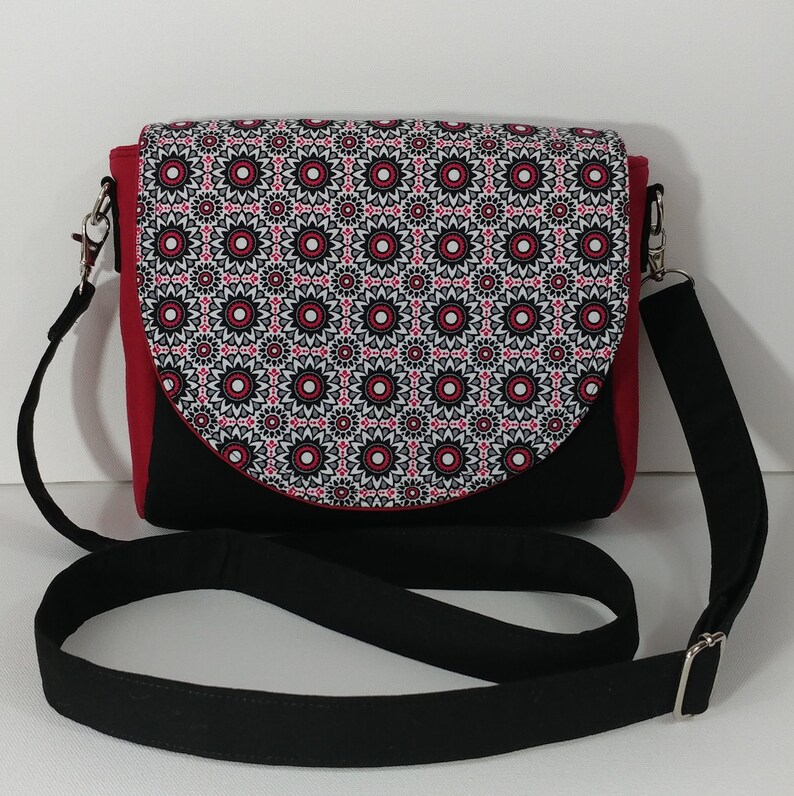 red and black crossbody bag