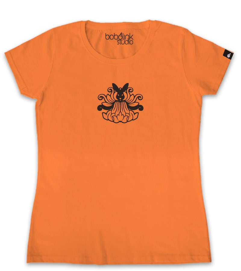 Rabbit Flower II Women's T-shirt, Hand Printed, Screen
