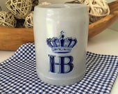 Vintage Hofbrauhaus Germany Stoneware Beer Stein, Made in Germany Salt Glaze, Excellent