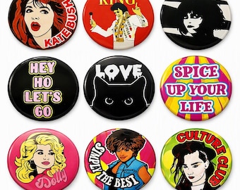 Rock Legend Badges: Kate, Dolly, Elvis, The Cure - Christmas Stocking Fillers