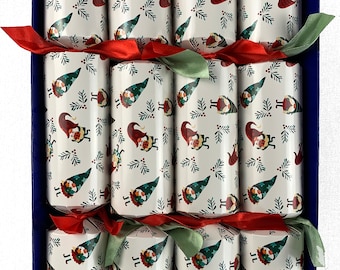 Set of 4 Christmas Gonks Christmas Crackers - with Dinosaur themed content