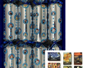 Set of 4 Christmas Dogs Design Matt Christmas Crackers -with a Masterpiece Jigsaw Puzzle content