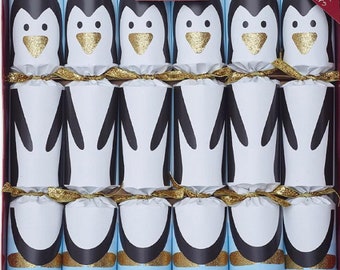Set of 6 Racing Penguin Christmas Crackers by Robin Reed