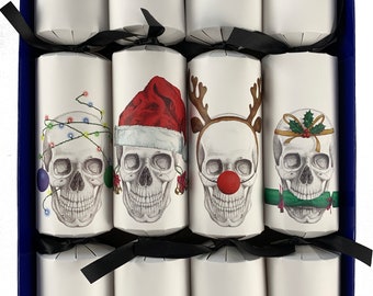 The Dark Side of Christmas - Set of 4 Christmas Skull Christmas Crackers rom the Skullery