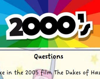 Digital Download Trivia through the decades (25 questions)  The 00's films, culture, events & more-ideal for travel, cracker filler, wedding