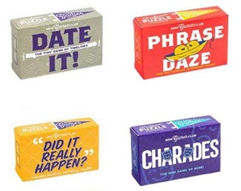 Set of 4 Mini Games in a Matchbox - assorted themes.  Ideal stocking filler/cracker content