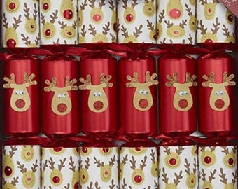 Set of 6 Racing Reindeer Christmas Crackers by Robin Reed