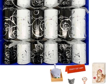 Set of 6 Chrismas Crackers with cat the,ed content,assorted designs.