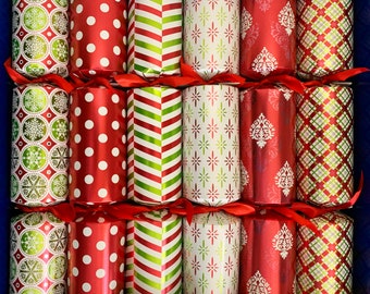 Set of 6 Large Selection Box of Family Christmas Crackers - various designs