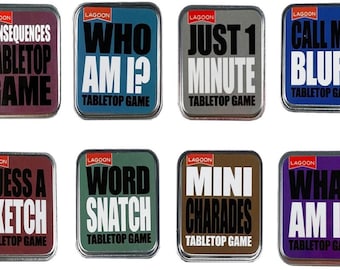 Tabletop Mini Games in a tin- assorted themesConsequences, Call My Bluff, Word Snatch and more
