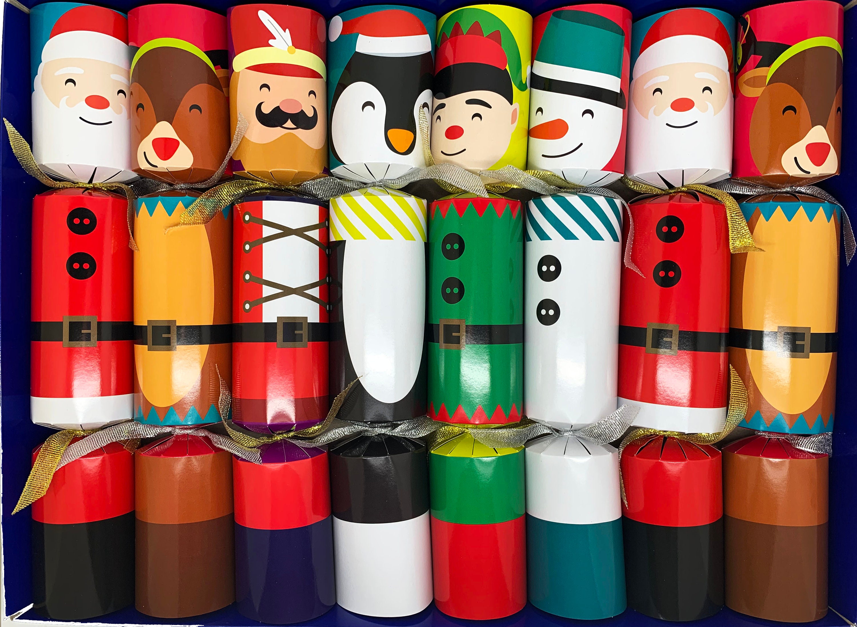 Set of 8 family fun Christmas Crackers with magic tricks assorted designs