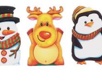 Set of 5 Mini Festive Characters Finger Puppets - Santa, Reindeer, Snowman, Gingerbread Man and Penguin
