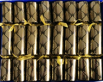 Set of 8 Fill Your Own Christmas Art Deco Style in Gold and Black