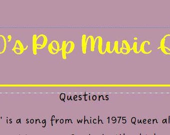 Digital Download 70's Pop Music Quiz (25 questions) from Queen to Boney M and more