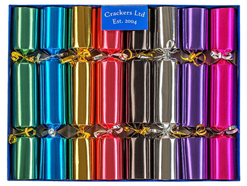 Fill Your Own Christmas Crackers Box of 8 crackers in metallic colours Mixed