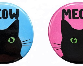Meow Cat! Badges for Cat Lovers!  Ideal as Christmas Cracker Fillers or Secret Santa