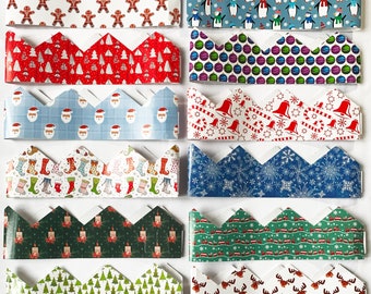 Set of 12 assorted adjustable Christmas Paper Hats - ideal for make your own Christmas Crackers kits, parties, reusable Christmas crackers