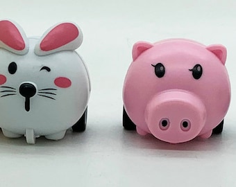 Set of 6 Pull back animal racers - Monkey, Giraffe, Tiger, Cow, Rabbit and Pig