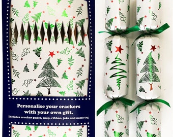 Set of 12 Flat Pack Make Your Own Christmas Crackers 2 assorted Christmas Trees Designs