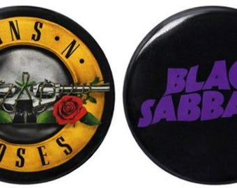 Rock and Roll Badges:Guns and Roses, Black Sabbath  - Christmas Stocking Fillers