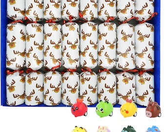Set of 8 Christmas Crackers with Pull Back Racers - assorted cracker designs