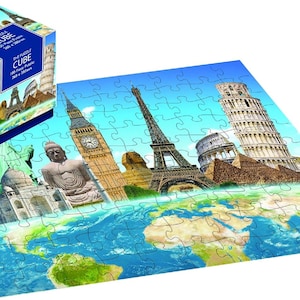 Table Top Jigsaw 100 Pieces - Various themes such as Landmarks, Flags, Sealife, World Map, Wildlife, Cats, Dogs, Birds, Space