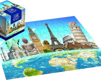 Table Top Jigsaw 100 Pieces - Various themes such as Landmarks, Flags, Sealife, World Map, Wildlife, Cats, Dogs, Birds, Space