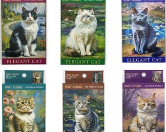 Elegant Cats Jigsaw Puzzle in Matchbox – 108 Piece Travel Game