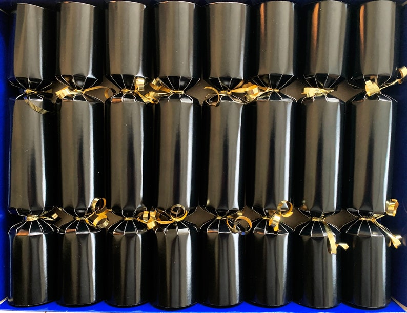 Fill Your Own Christmas Crackers Box of 8 crackers in metallic colours Black